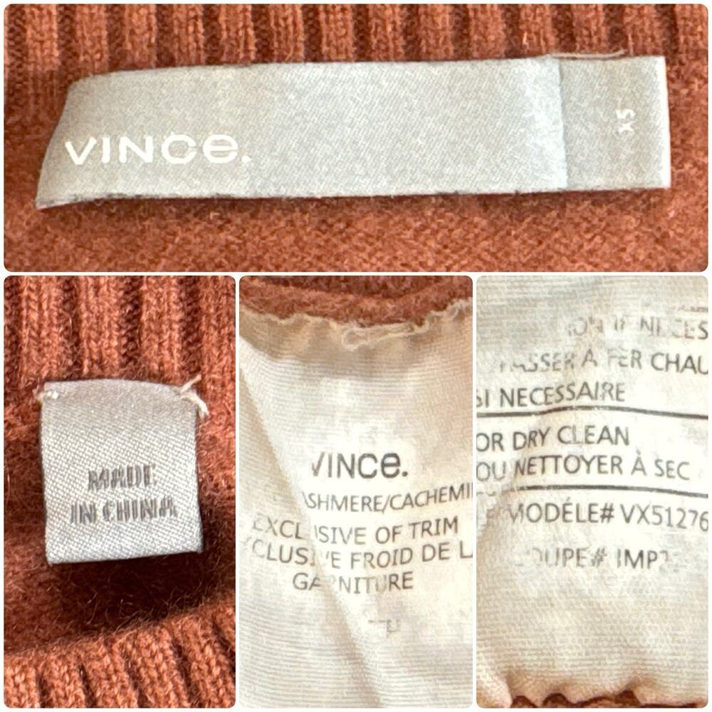 VINCE Cashmere Burnt Orange Crew Neck Cropped Luxuriously Soft Luxe Size XS - Picture 9 of 9